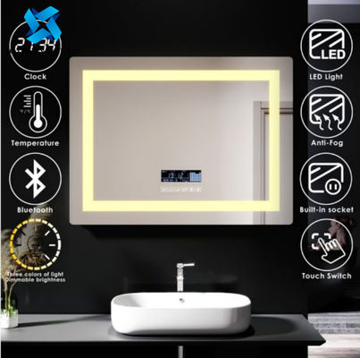 ব্লুটুথ 600*800 700*900 750*1000 সহ উত্তপ্ত আলোকিত LED বাথরুম আয়না